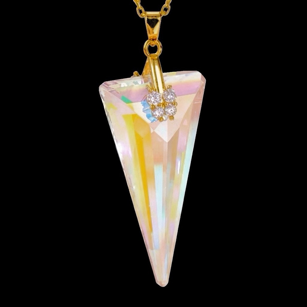 Holographic Icicle Winter Prism Dagger Sword Arrow Spike Battle Fantasy Necklace